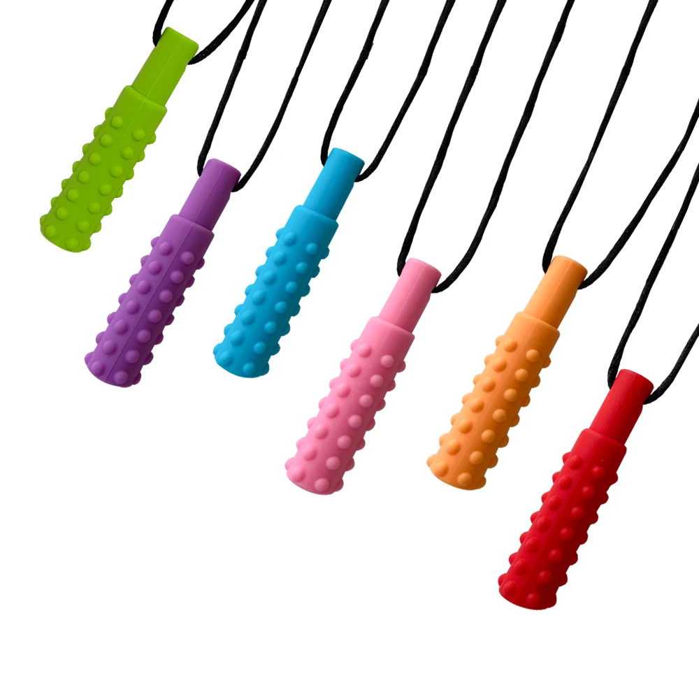 10pcs Baby Silicone Teether Kids Chew Necklace Sensory Chewy Pendant Oral Motor Toys Therapy Tools for Autism chidren's goods 6