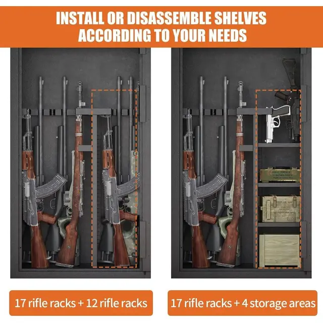 30-40 Capacity Gun Safe for Rifles and Shotguns with Rifle/Pistol Rack, Storage Pockets, Removable Shelves, Silent Operation, Ex 4