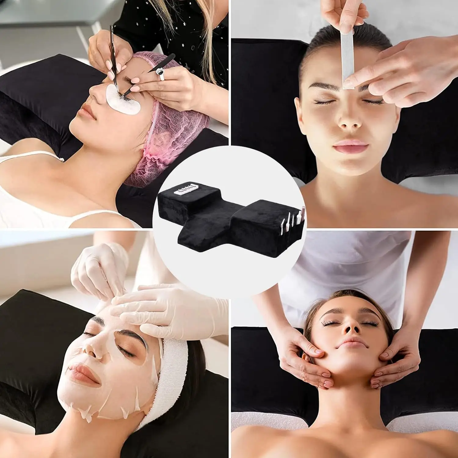 속눈썹 연장용 목 받침 베개, 부드러운 메모리폼 속눈썹 연장 베개, 포켓형 메이크업 살롱용