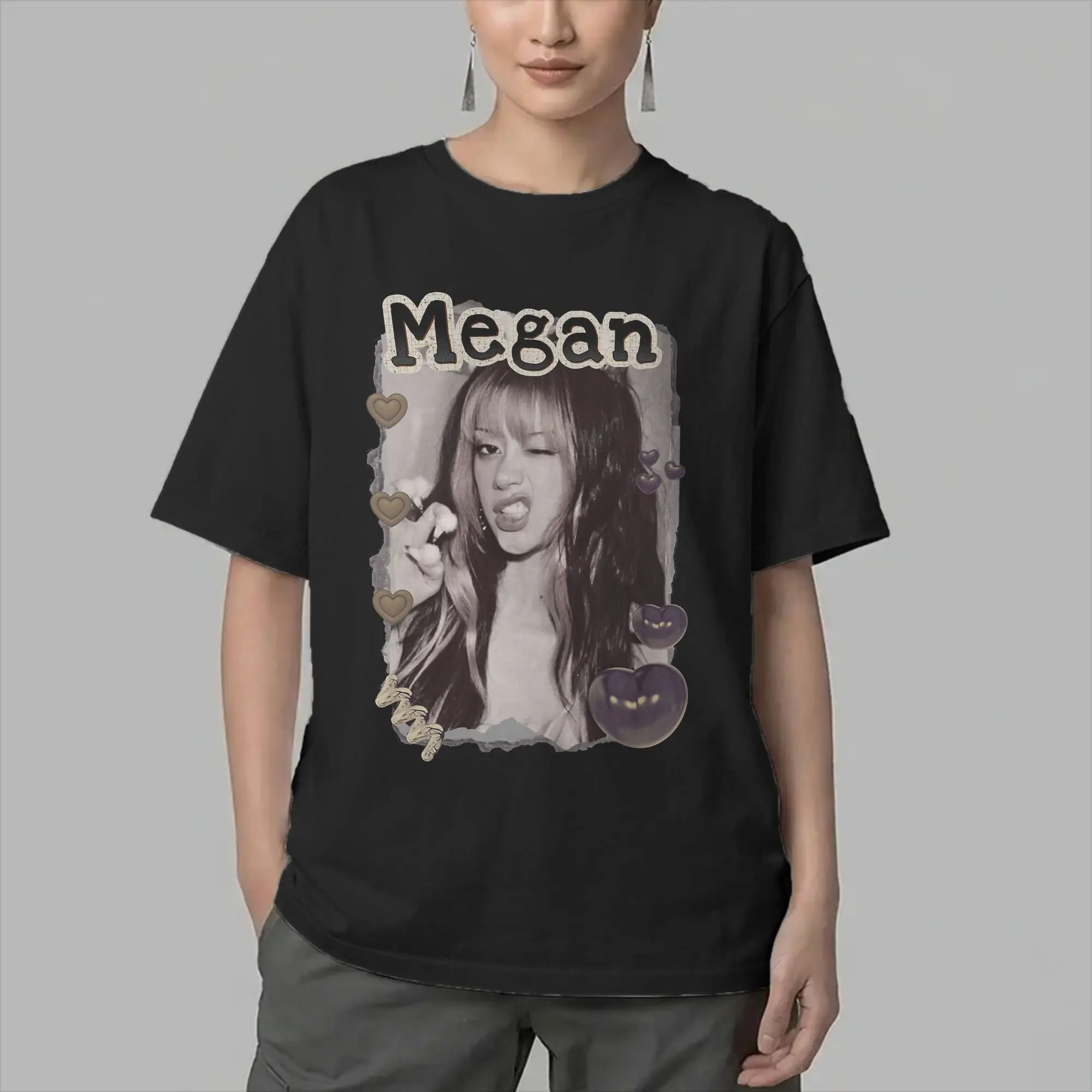 Herren-T-Shirts „Megan Katseyes Kpop Girl Group“ aus Baumwolle, Humor, kurzärmelige T-Shirts mit Rundhalsausschnitt, neu eingetroffenes T-Shirt