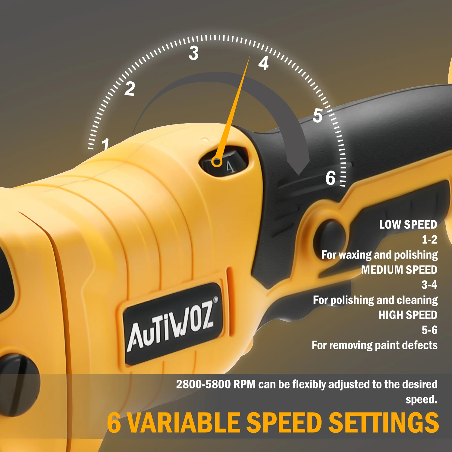 21V Cordless Dual Action Car Polisher – 6-Speed DA Buffer & Waxing Machine | Compatible with Makita 18V/20V/21V Batteries for Paint Care & Detailing 3