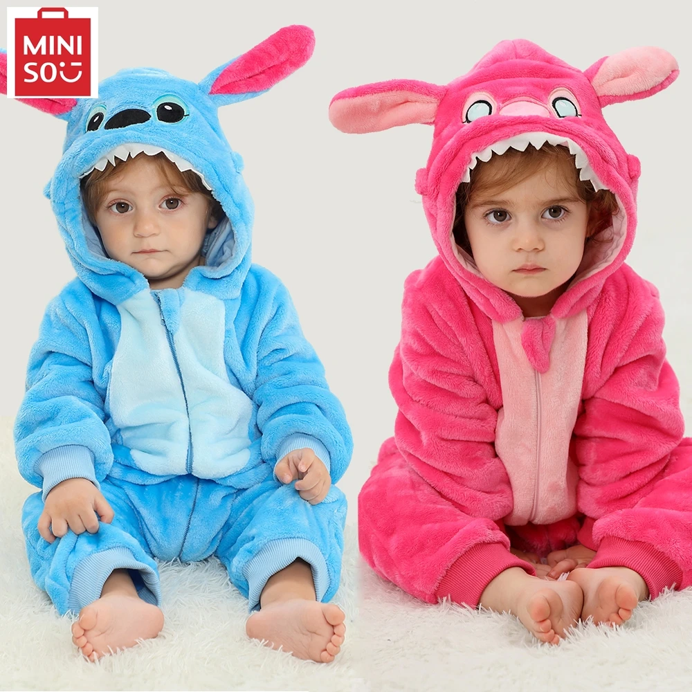 Baby Stitch Jumpsuits Flannel Hooded Pajamas Toddler Kids Onesies Boys Girls Halloween Cosplay Costumes Kids pajamas