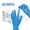 50/100PCS Blue Nitrile Gloves Disposable Waterproof Durable Nitrile Gloves Tattoos Nails Pets Bathing Home Cleaning Tools 1