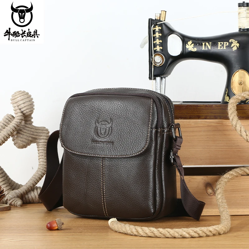 BULLCAPTAIN حقيبة ساعي جلدية للرجال، حقيبة كتف عمل...