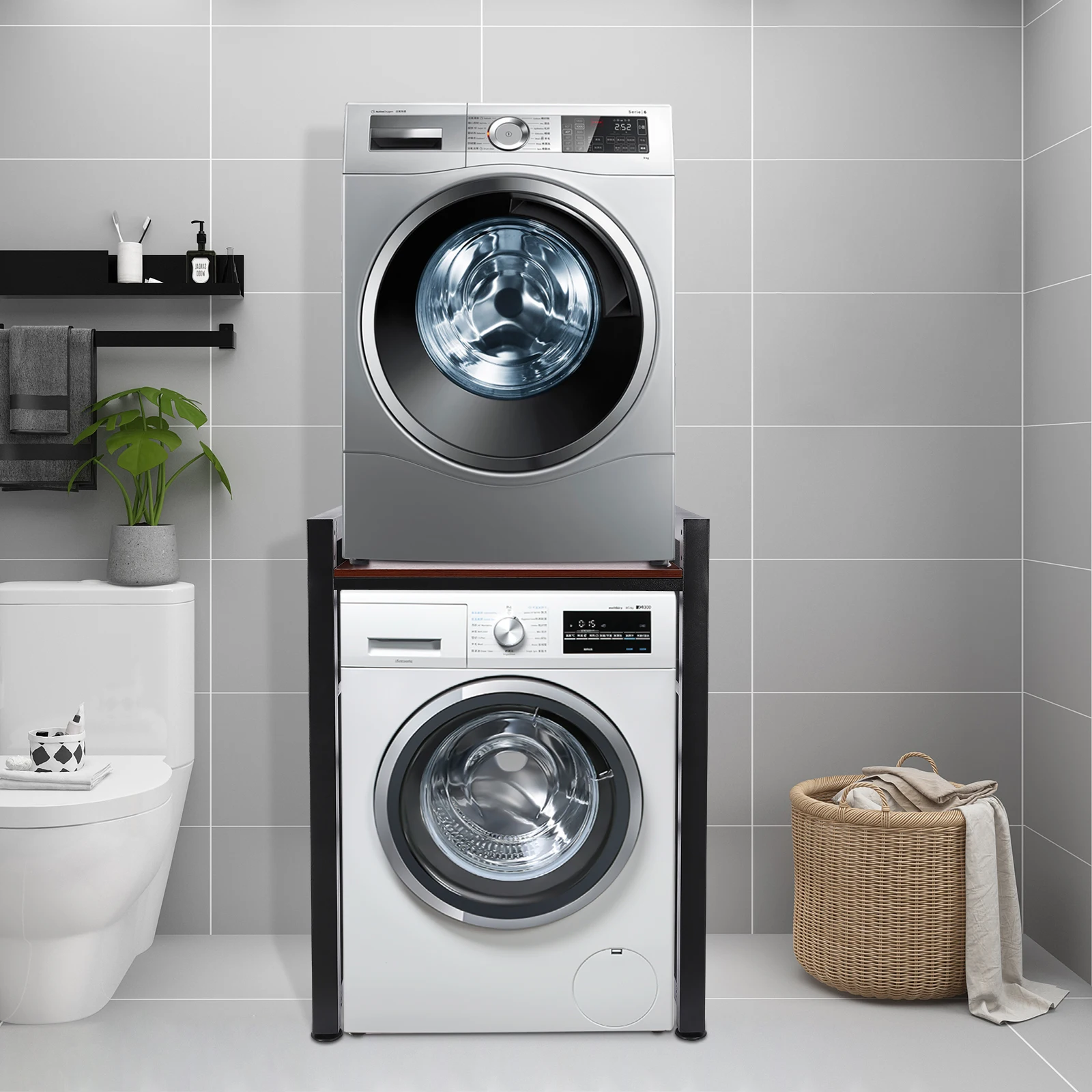 Washer&Dryer Rack, Washer and Dryer Storage Shelf, Organizer Rack for Bathroom Kitchen Easy Installation 3
