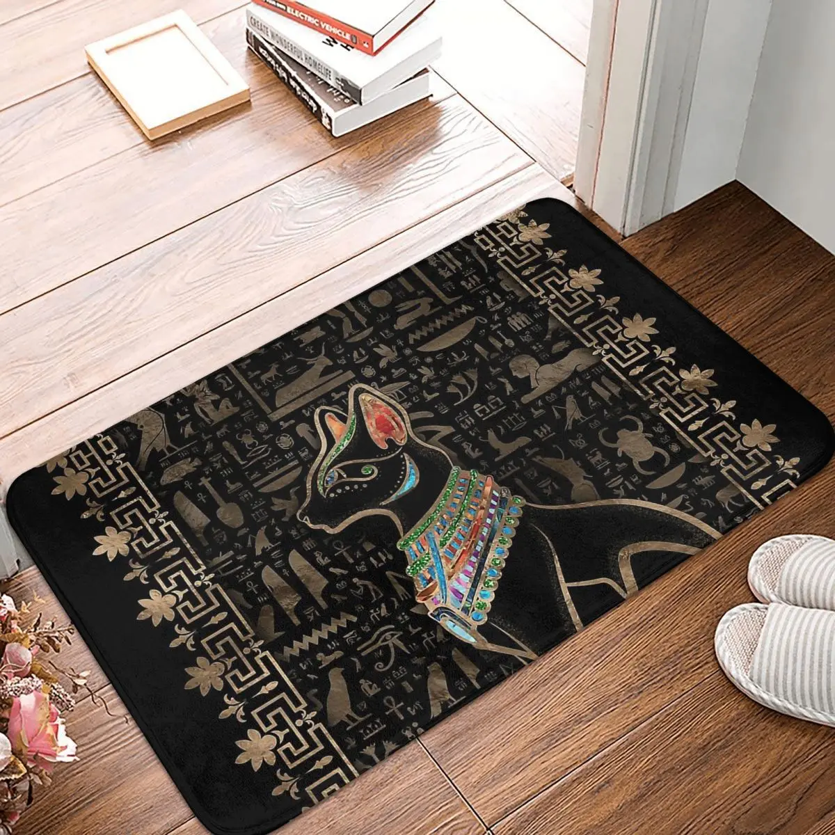 Ancient Egypt Nonslip Doormat Egyptian Cat Bastet Bath Bedroom Mat