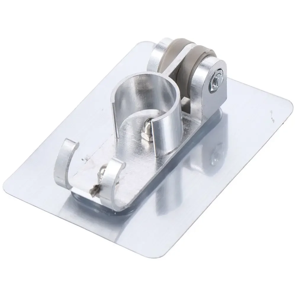 Durable Aluminium Shower Head Holder with 2 Hanger Hooks No Drill Need Wand Holder Silver Mount Bracket For Bathroom