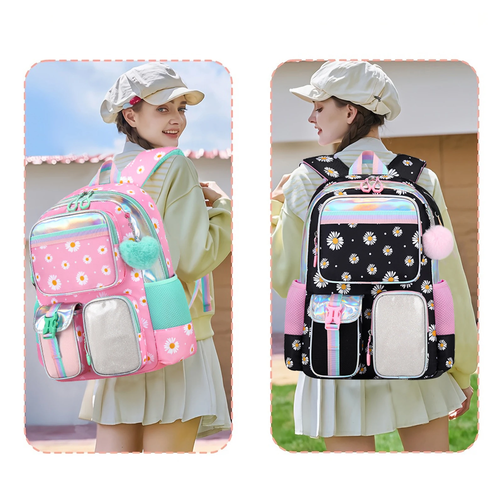 Womens Daisy Stylish Daypack with Lunch Bag Backpack for Teens Boys Girls Youth Travel Vacation 4