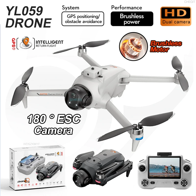 2026 YL059 GPS 드론 8K HD 카메라 스크린 리모컨 브러시리스 RC 헬리콥터 에어드롭 쿼드콥터 드론 RC 장난감 어린이 선물
