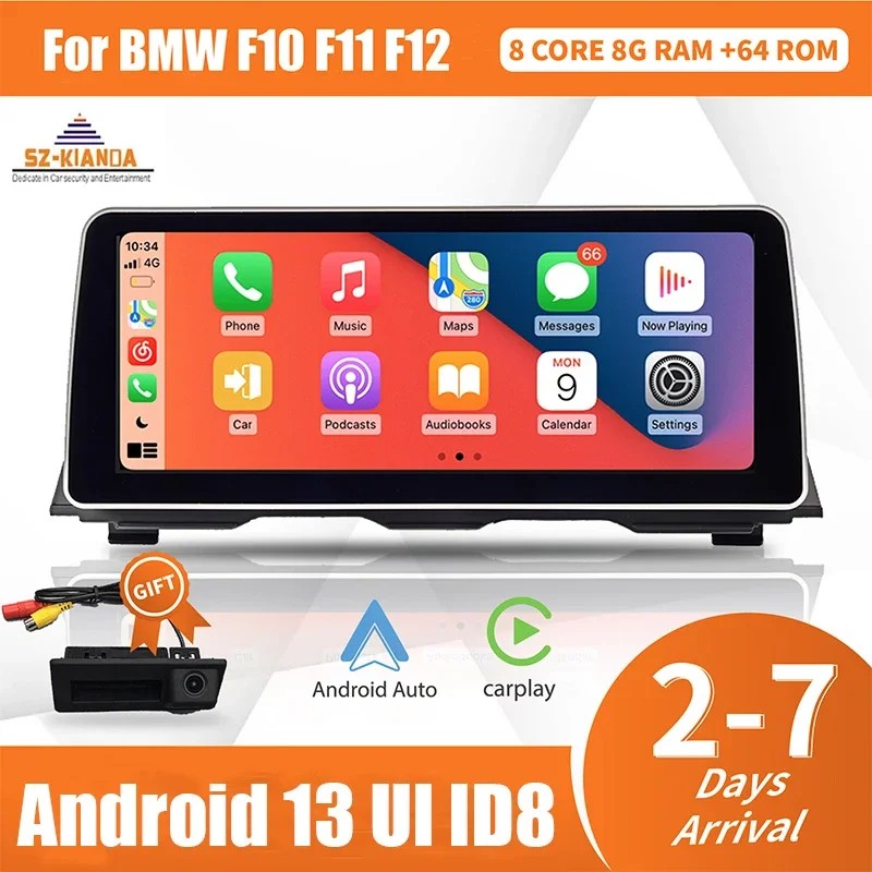 

12.3" Wireless Carplay Auto Android 13 Car Multimedia Display Screen for BMW 5 Series F10 F11 F12 CIC NBT GPS WIFI 4G