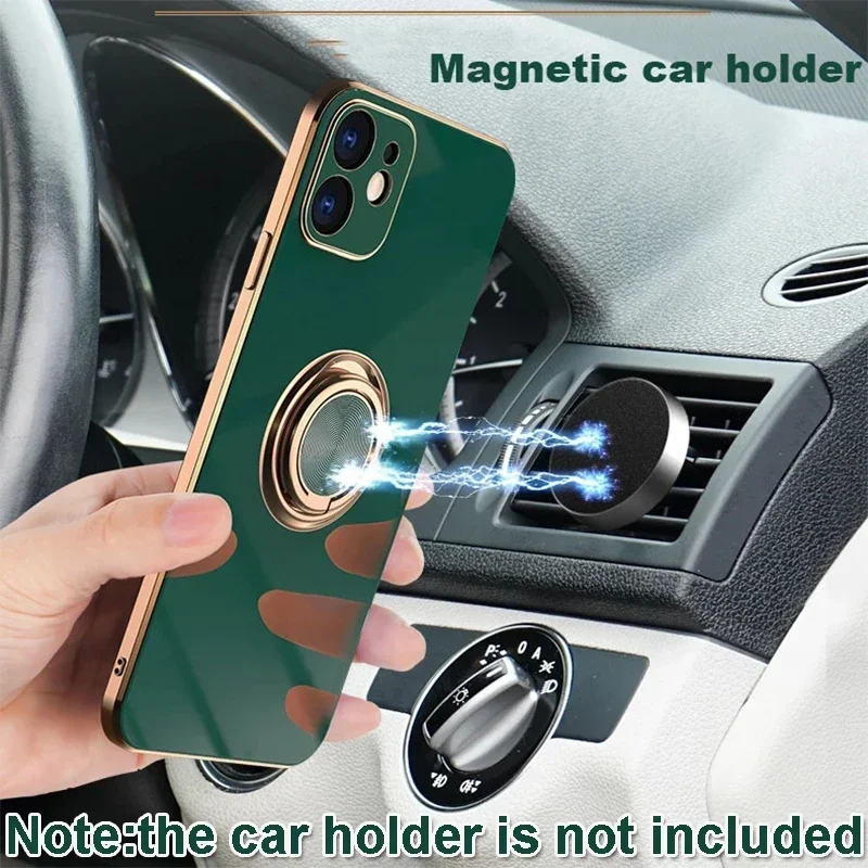 Electroplated Soft Back Phone Case with Ring Holder