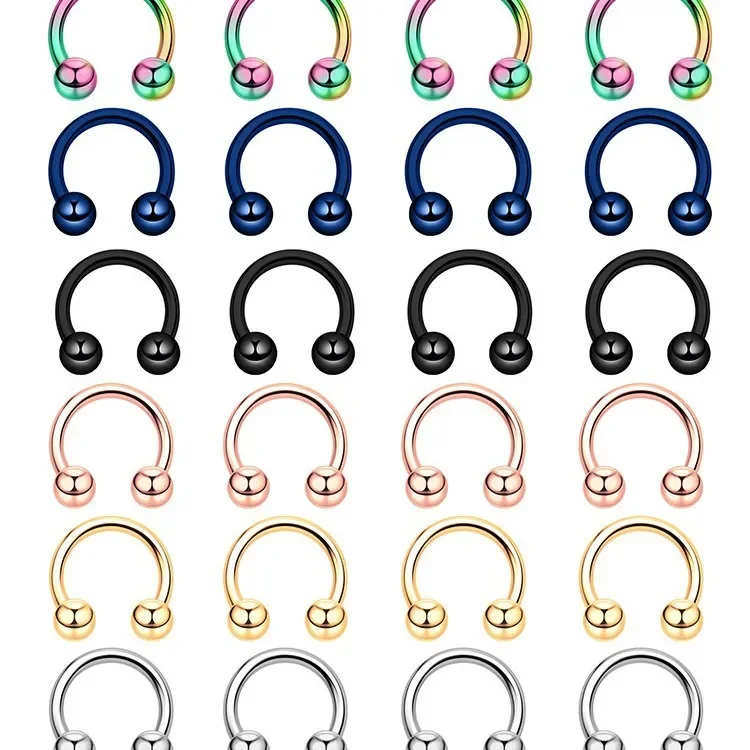 스테인레스 스틸 U자형 코 링, 네일 피어싱 쥬얼리, 네일 아트용 기본 스테인레스 스틸 코 스터드, 10 개