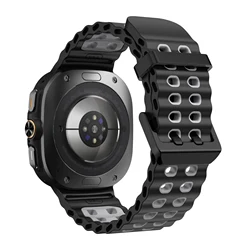 Sport Two-Tone Silicone Watch Strap Bracelet - Premium Marine Band Accessory for Galaxy Watch Ultra (Black Gray)