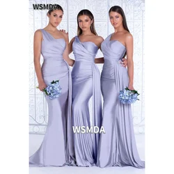 Wedding Party Bridemaid Dresses Sweetheart One Shoulder Spandex Satin Mermaid Bridesmaid Dresses With Zipper