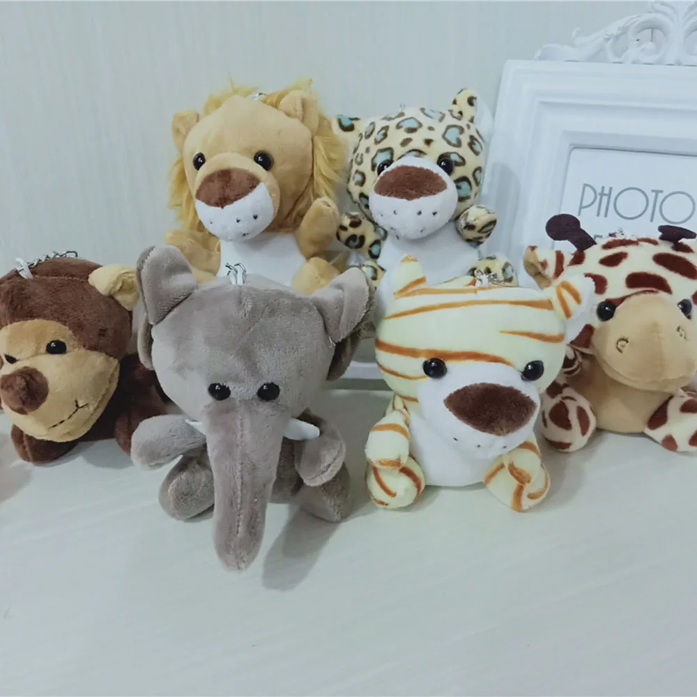 12cm Kawaii 사자 코끼리 기린 플러시 소프트 베어 키 체인 펜던트 가방 장식 귀여운 인형 인형 액세서리 선물 여자 아이들을위한