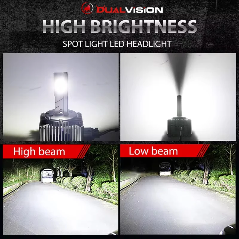 LED Headlights Dualvision D1S HID D3S D2S D4S D4R D8S D1R D2R D3R Turbo 30000LM CSP Chip 6000K 4300K 70W 90W Plug&Play