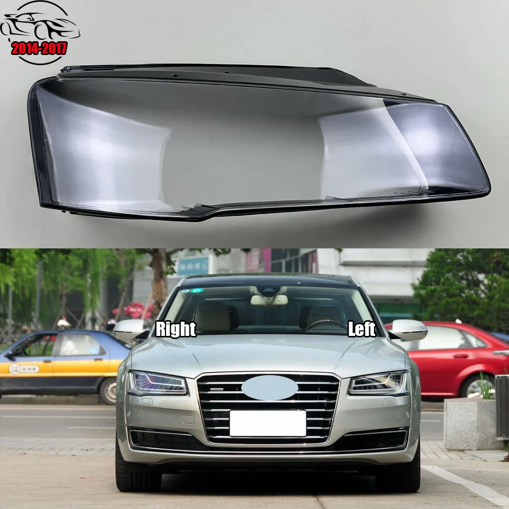 For Audi A8 D4 2014 2015 2016 2017 Car Accessories Headlamp Transparent Cover Lampshade Headlight Shell Lens Plexiglass