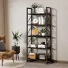 5 Tier Bookshelf Modern Bookcase Open Storage Rack Organizer Artsy Design Durable Metal Frame Anti-Tip Easy Assembly Multi-Zone 4