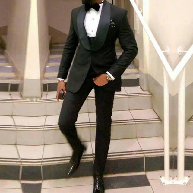 Black Business Men Suits Custom Made,Bespoke Classic Black Wedding Suit for  Men