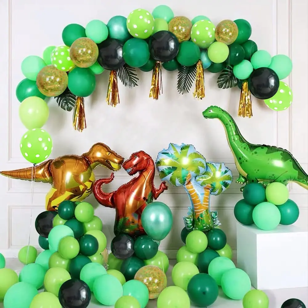 

Dinosaur Birthday Party Decorations Boy Birthday Balloon Happy Birthday Green Dino Theme Party Supplies with Cake Topper