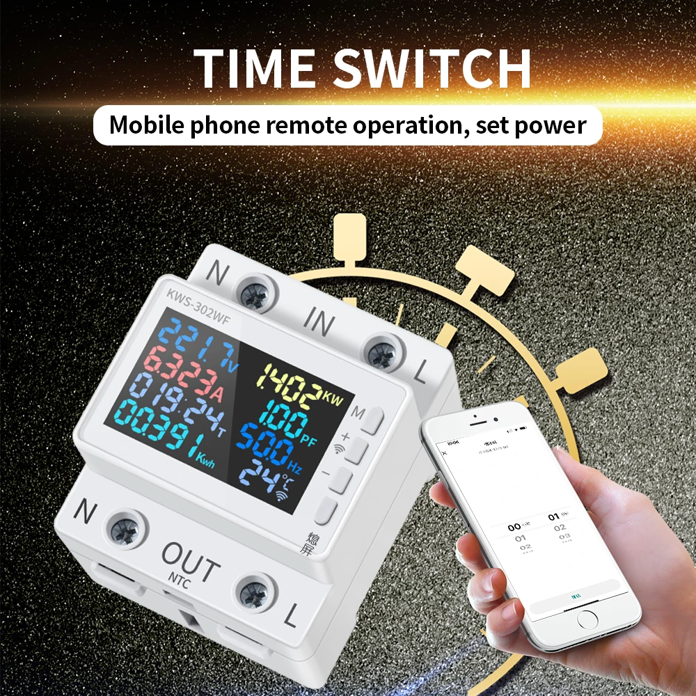 Tuya WiFi 8in1 Power Meter 2P AC Energy Meter APP Control 170-270V/63A