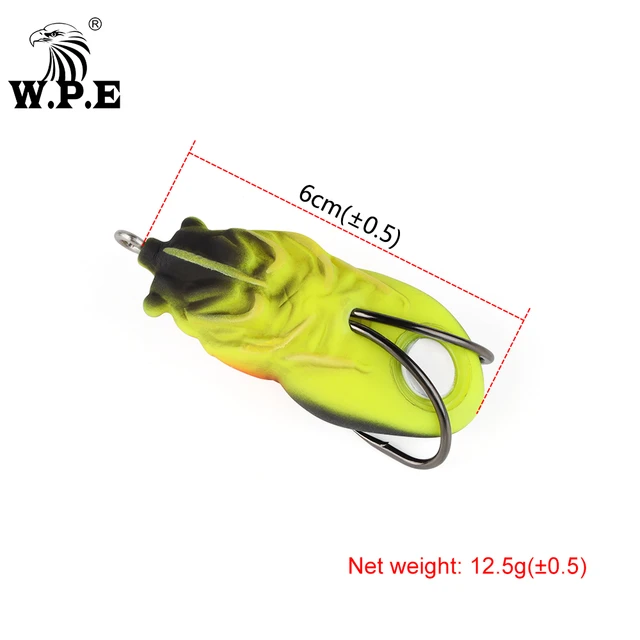 W.P.E 1pcs Frog Lure 6cm 12.5g Multicolor Soft Lure Silicone