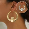 Big Chunky Claddagh Hoop Earrings for Women Crown Heart Design Lovely Statement Jewelry Gift for Valentine's Day 1