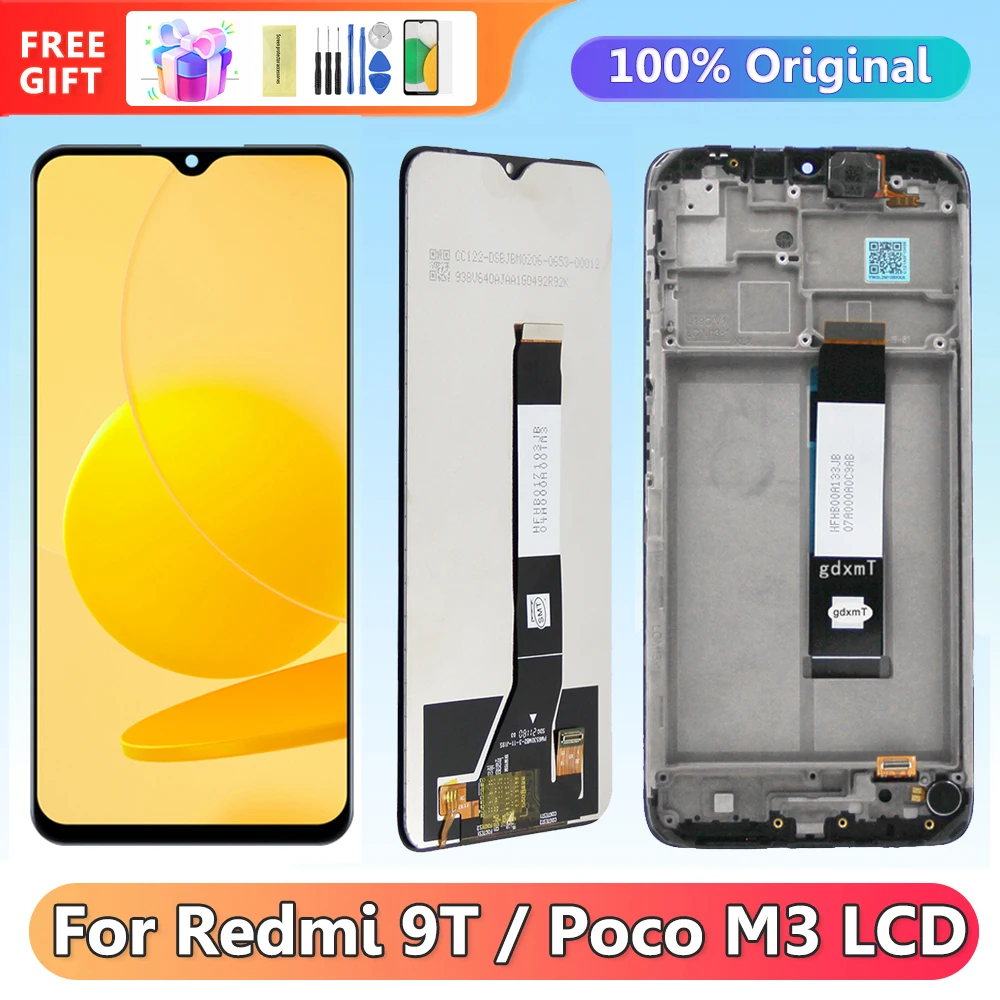 

Дисплей Poco M3 в сборе, для Xiaomi Redmi 9T M2010J19SG, ЖК-дисплей, цифровой сенсорный экран с рамкой, замена экрана