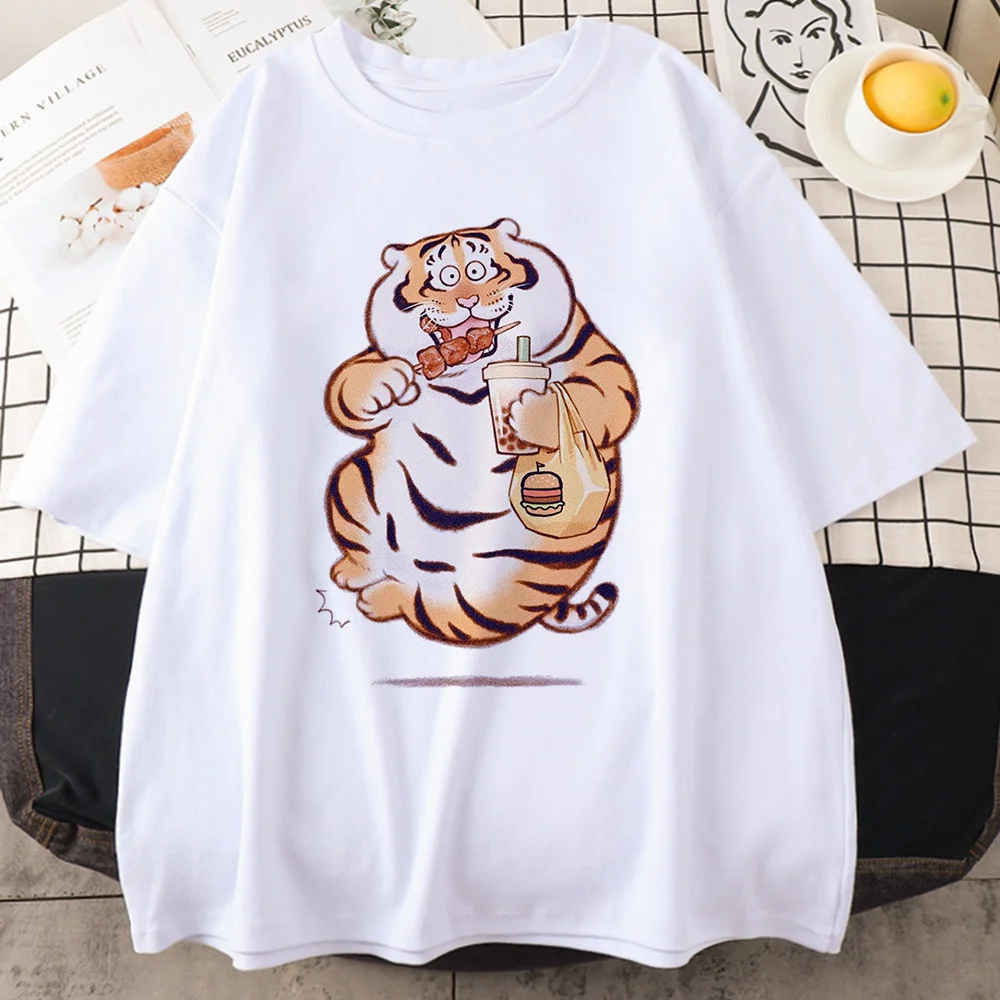 

Fat tiger Heartbeat Short Sleeve Print Summer New 90 ’s Clothing Women's T-Shirt Harajuku Graphic Clothing Women's Top,Drop Ship
