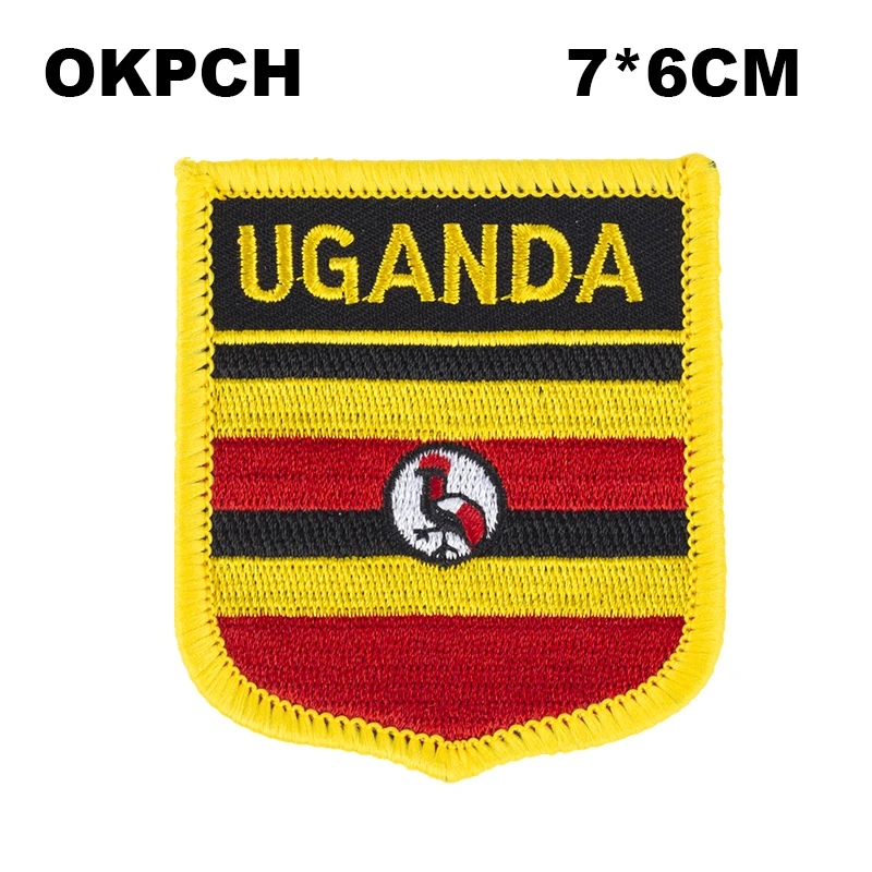 

Uganda Flag Shield Shape Iron on Embroidery Patches Saw on Transfer Patches Sewing Applications for Clothes Back Pack Cap