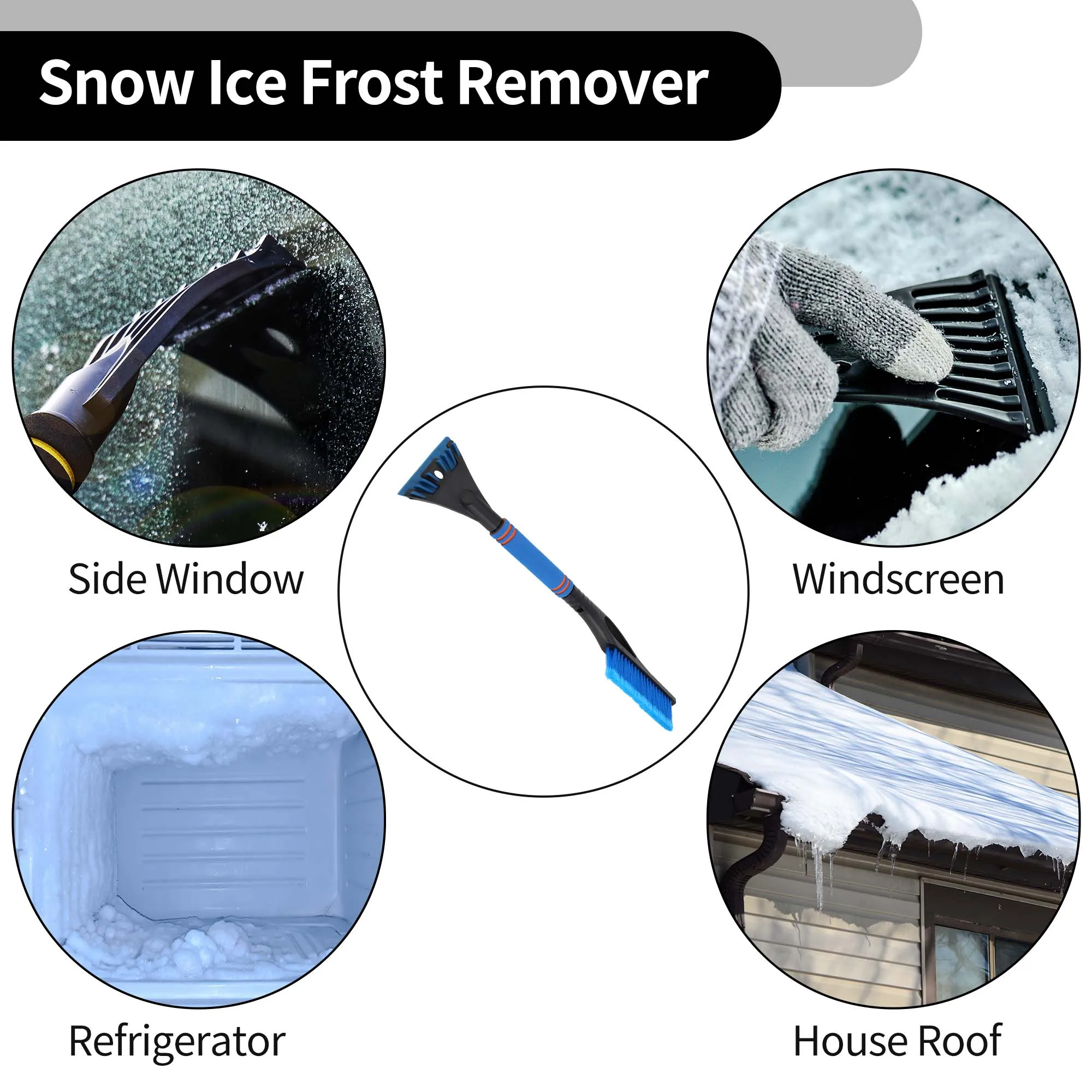 60x11cm Universal Car Ice Scraper Brush with Broom SUV Snow Frost Remover for Car Truck Windscreen Side Window Anti Crash windshield shovel snow ice scraper ice deicing tool