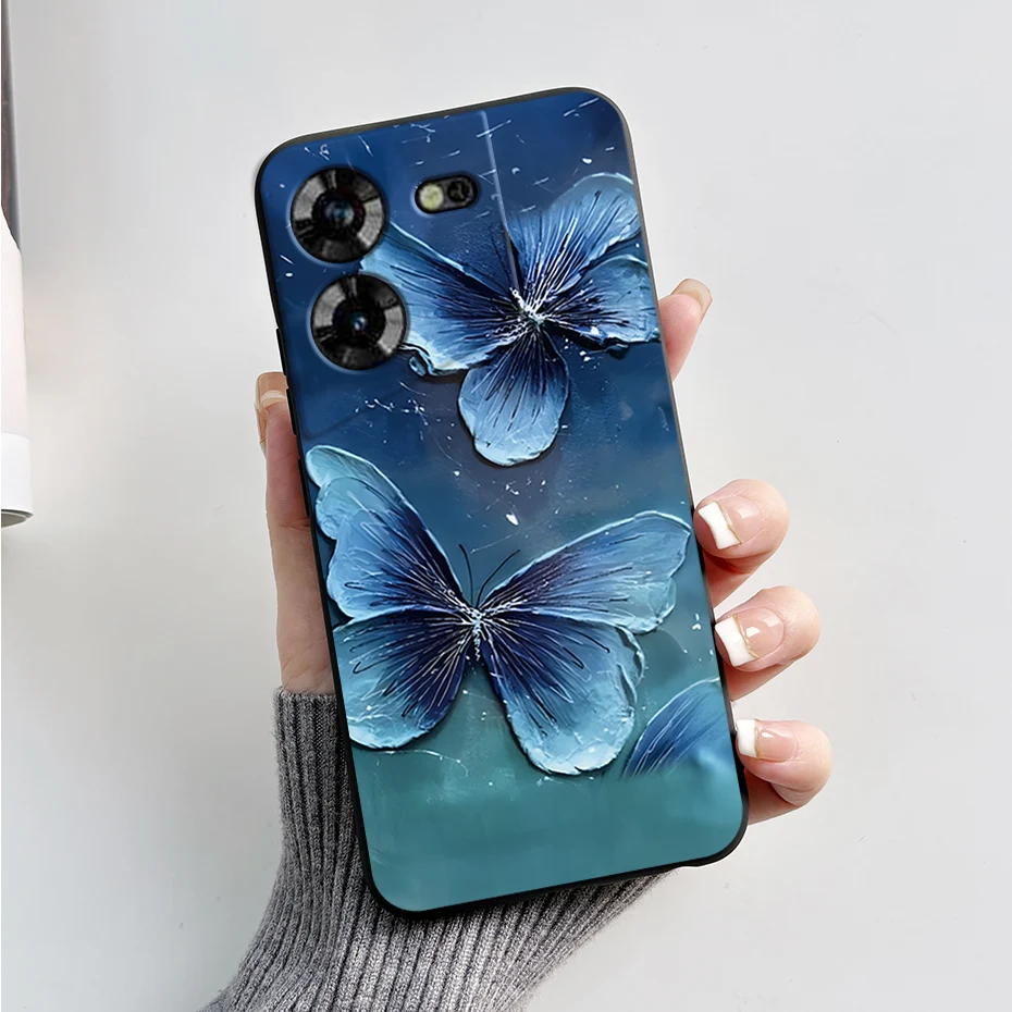 Stylish Black Silicone Phone Case with Pattern - Slim and Soft  Cover