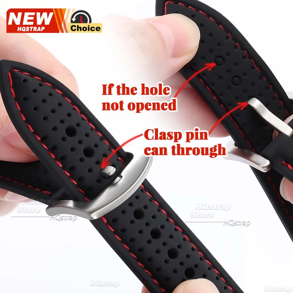 Enhanced Silicone Sport Watch Strap - Waterproof, Breathable, Quick Release with Colorful Stitching