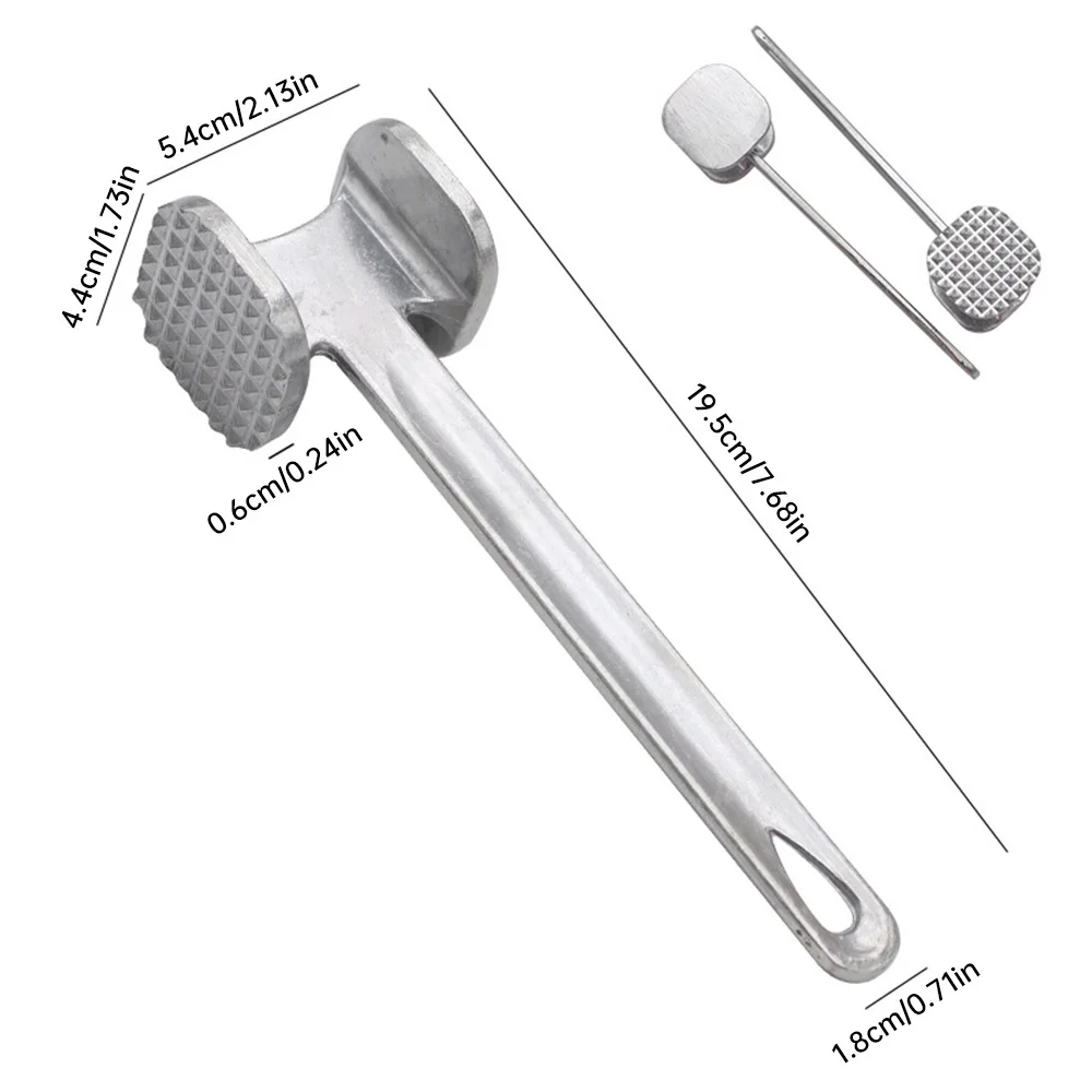 Meat Tenderizer Hammer 19cm Aluminum Alloy Household Steak Metal Mallet Heavy Duty Double-Sided Tenderizer Meat Tool