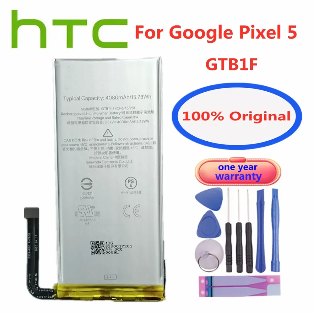 

High Quality 100% Original GTB1F Battery For HTC Google Pixel 5 Pixel5 GD1YQ GTT9Q 4080mAh Phone Replacement Batteries Bateria