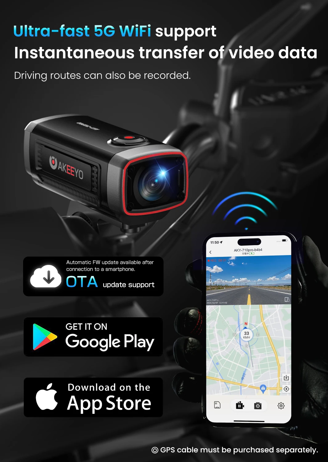 AKEEYO AKY-710PRO サイクルカメラ 4K 最新版の自転車/バイク用手ブレ補正機能搭載ドライブレコーダー | AKY