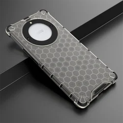 Honeycomb Shockproof Translucent TPU Armor Case - Durable Protective Cover for Honor X6S (Black)