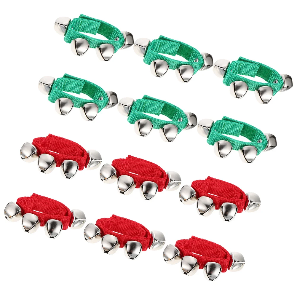 12 Pcs Christmas Wrist Bell Ankle Musical Instrument Adjustable Percussion Festival Hand Bells Xmas Shaking Alloy