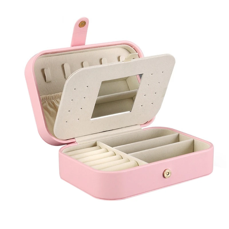 

Double Travel Jewelry Cases For Women Portable Jewelry Storage Box With Mirror Small Jewelry Boxes & Organizers