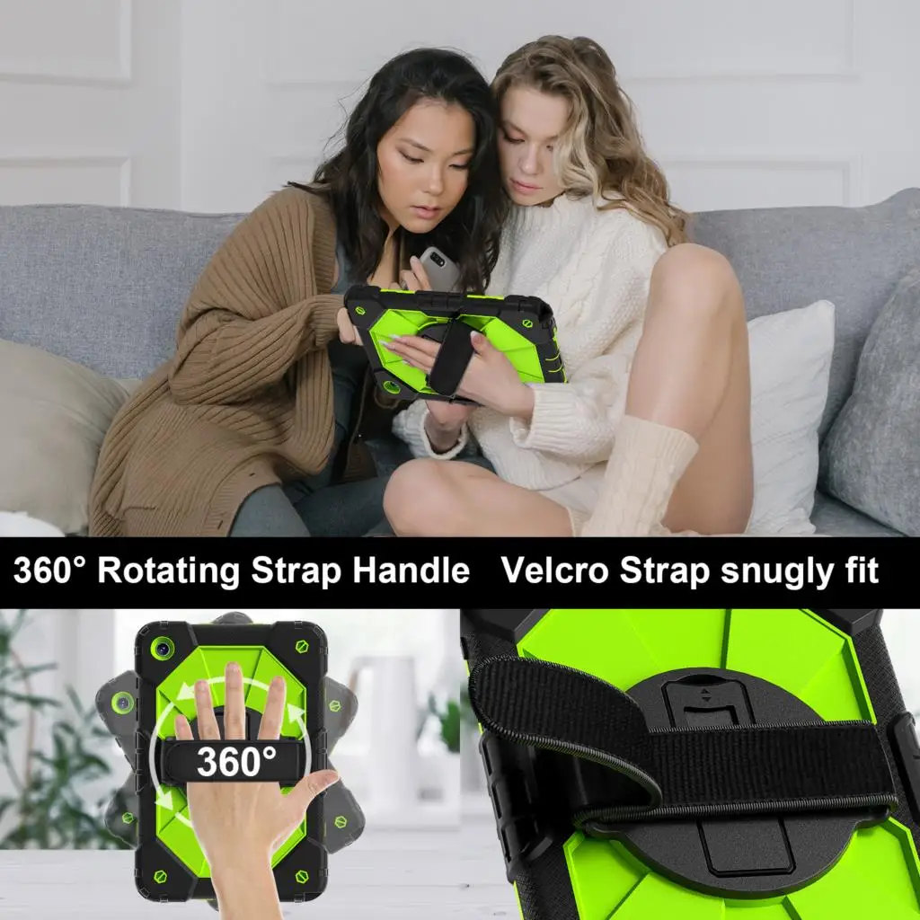 Ultra-Durable Rotating Hand Strap Case with 360 Stand for Samsung Tab A9 Series