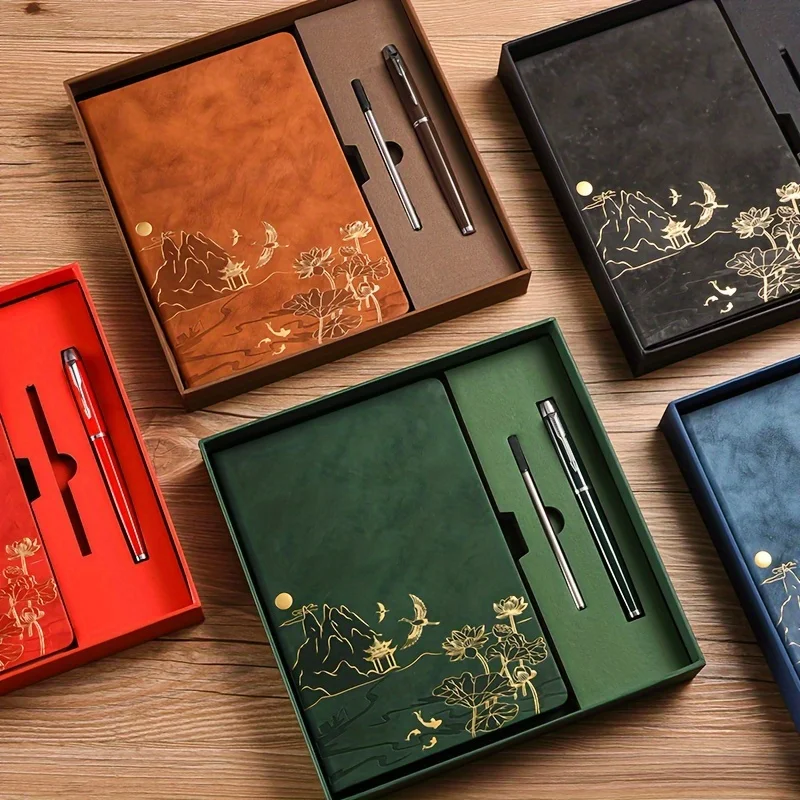 Luxurious A5 Color-Changing Notebook Gift Set with Skin-Feel PU Cover