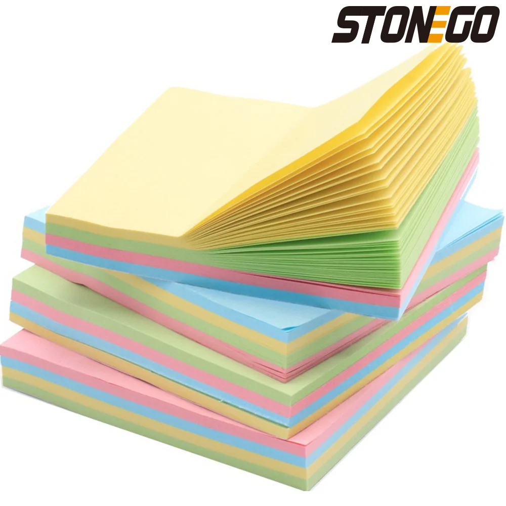STONEGO 여러 가지 빛깔의 메모 패드 스티커, 종이 사무실 문구, 100 페이지 포켓 메모장 스티커 메모