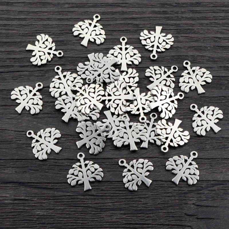 30pcs 13x11mm Kein Verblassen Charms 316 Edelstahl Baum Charms handmade Handwerk anhänger Schmuck, Die DIY für halskette armband