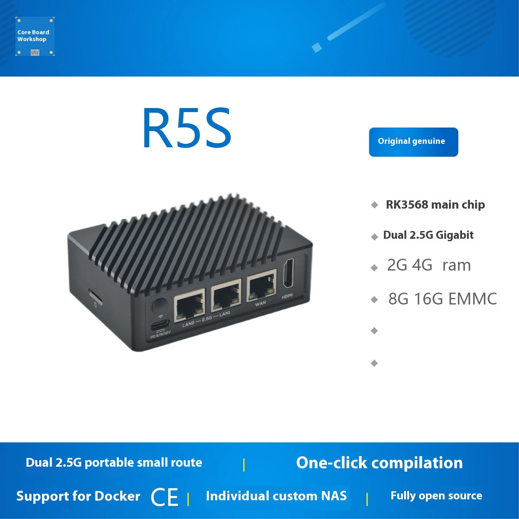 Single Board Computer Mini Development Board Smart Router NanoPi R5S Router Dual 2.5G+Gigabit Mini Development Board CNC All Metal Housing RK3568