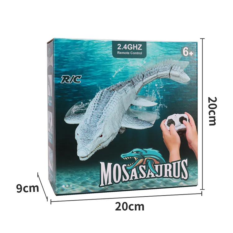 EBOYU Mini RC Mosasaurus Dinosaur 2.4Ghz Electric Fish Gift Toy Underwater for Pool Water Park RC Boat Fish Toy for Kids 5