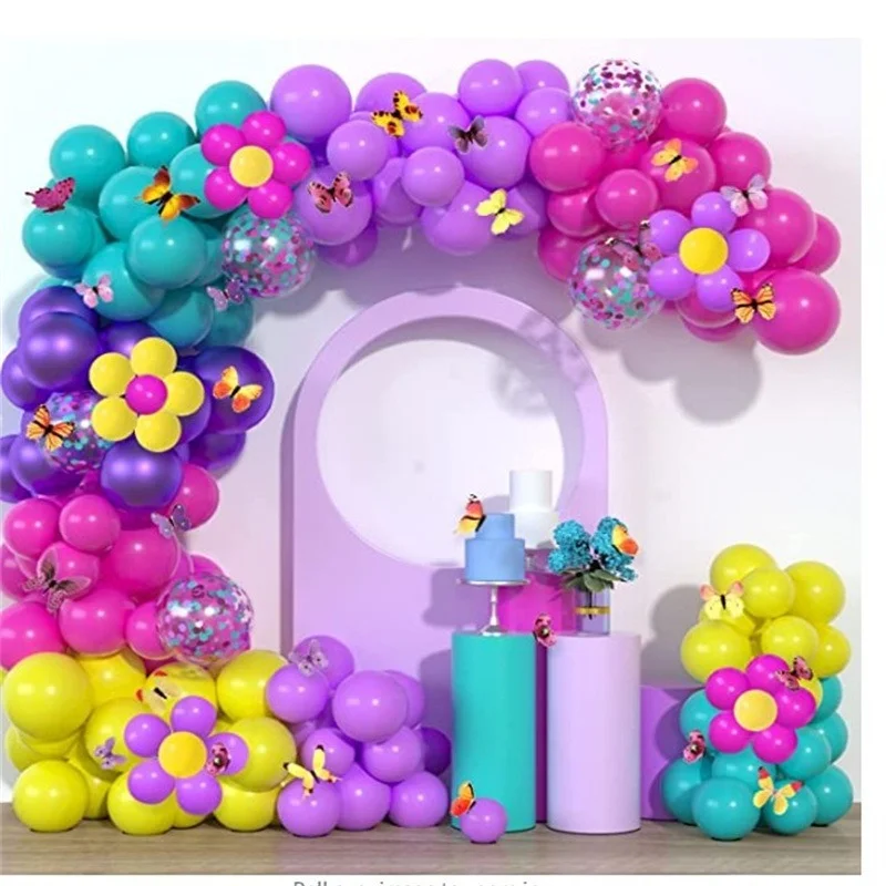 

Purple Rose Red Yellow Tiffany Blue Balloon Color Garland Set 3D Stereo Butterfly Baby Shower Birthday Party Supplies