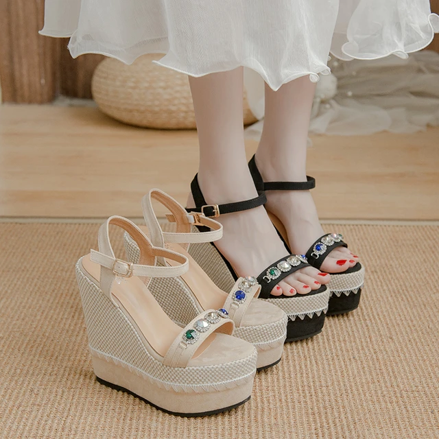 Brand New Female Platform Buckle Sandals Fashion Floral Print Wedges High  Heels women's Sandals Casual Party Woman Shoes