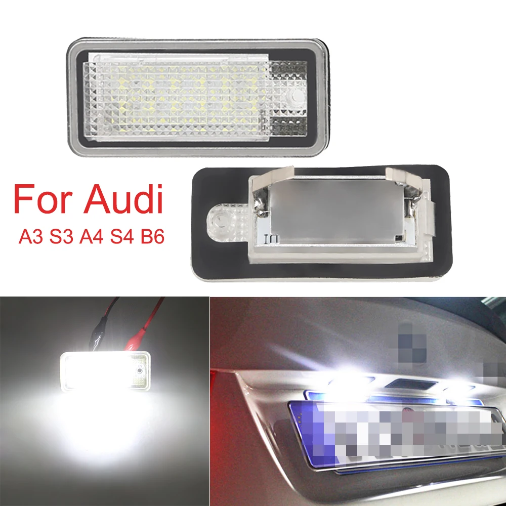 2pcs For Audi License Number Plate Light Lamp For Audi A3 S3 A4 S4 B6 A6 S6 A8 S8 Q7 6000K Super White Car License Plate Lamp