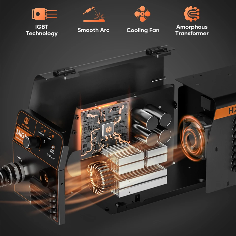 HZXVOGEN 145A MIG 溶接機ガスなし MIG145 デジタルインバーター溶接機