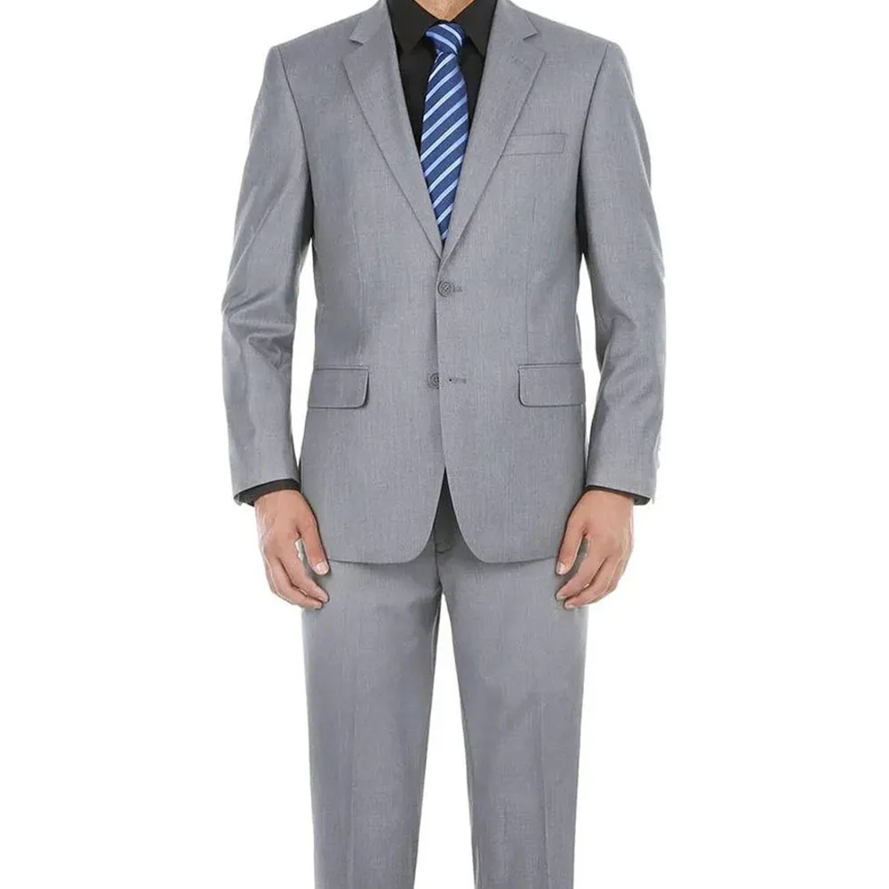 Gray Notch Lapel Suits for Men Slim Fit Formal Smart Casual Two Piece (Jacket+Pants) Single Breasted Wedding Party Tuxedo